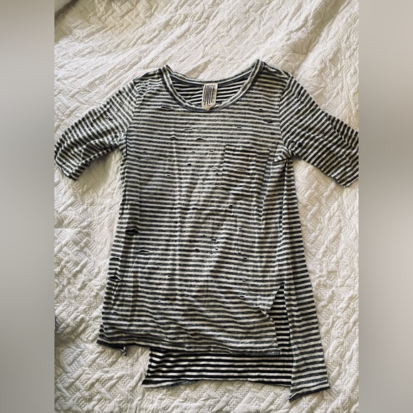 Free People Destroyed Distressed Striped Tee - Picture 4 of 5